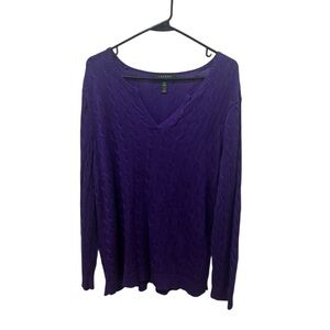 Lauren Ralph Lauren Purple Cable Knit Sweater Size 2X